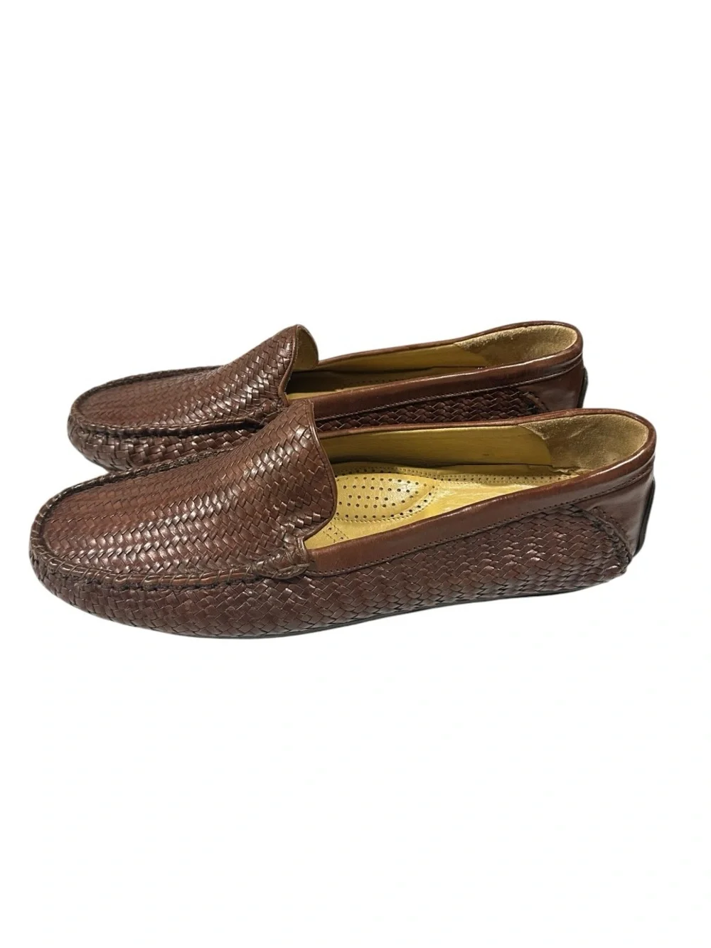 Martin Dingman Men's Brown Woven Leather Loafers Made in Italy size 10.5